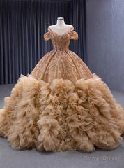 Ball Gown Tulle Sequins Beading Prom Dress