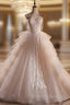 Ball Gowns Tulle Spaghetti Straps Tiers Wedding Dresses
