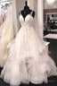 Ball Gowns V Neck Tulle Lace Wedding Dresses A Line Floor Length Beautiful