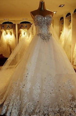 Ball Gown Watteau Train Wedding Dress With Appliques Beading