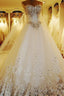 Ball Gowns Watteau Train Wedding Dresses With Appliques Beading