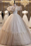 Ball Gowns White Tulle 3D Flower Wedding Dresses