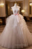 Ball Gowns White Tulle Strapless Pleats Wedding Dresses
