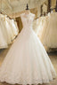 Ball Gown Tulle High Neck Wedding Dresses With Lace Applique