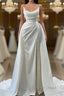 Modern White Spaghetti Straps Wedding Gown With Beads Long