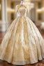 Be The Prom Queen Gold Ball Gowns Sequins Sweetheart Neck Pleats Long Wedding Dresses