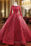 Be The Prom Queen In Red Ball Gowns Sequins Long Sleeve Prom Dresses