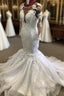 Beading Mermaid Sheer Tulle Wedding Dress Appliques Long Sleeves Bridal Dresses