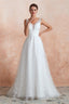 Beading Pearls Lace Floor Length Straps V Back Backless White A Line Wedding Dresses