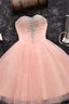 Beads Sequins Short Homecoming Dress Sweetheart Coral Pink Hoco Dresses