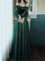 Beautful Dark Green Tulle Stunning Sequin Bridal Dress, Spaghetti Strap Prom Dress Wedding Prom Dresses