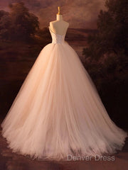 Beautiful A-Line Strapless Tulle Long Prom Dresses Evening Dresses