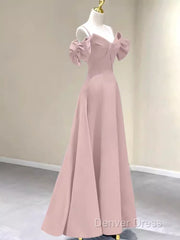 Beautiful A-Line Straps Pink Long Prom Dresses