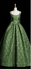 Beautiful Ball Gown Green Lace Prom Gown Long Prom Dresses