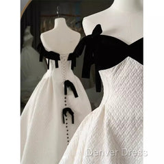 Beautiful Ball Gown Straps White Lace Long Prom Dresses