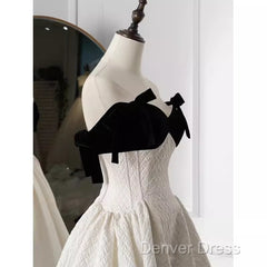 Beautiful Ball Gown Straps White Lace Long Prom Dresses