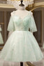 Beautiful Beads Tulle Sweetheart Neckline Ball Gowns Homecoming Dresses