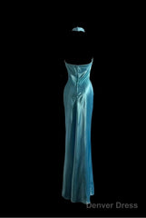 Beautiful Blue Halter Mermaid Backless Long Prom Dress Gorgeous Formal Evening Dress