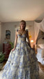 Beautiful Floral Print Chiffon Long Prom Dress