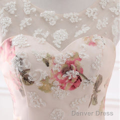 Beautiful Flowers Organza Formal Gown With Lace, Pink Sweet 16 Gown