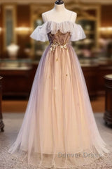 Beautiful Gradient Tulle With Straps Sweetheart Party Dresses, A-Line Tulle Evening Dresses Prom Dresses
