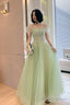 Beautiful Green Tulle Tulle With Lace Prom Dress Prom Dress, Green Prom Dresses