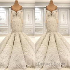 Beautiful Ivory Mermaid Sweetheart Lace Bridal Gowns for Wedding