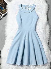 Beautiful Light Blue Short Halter Homecoming Dress