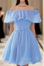 Beautiful Light Off Shoulder Knee Length Bridesmaid Dress, Prom Dresses