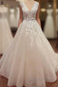 Beautiful Long A Line Appliques Lace Tulle Wedding Dresses