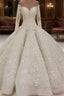 Beautiful Long Sleevess V neck Appliques Ball Gown Wedding Dresses
