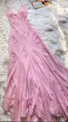Beautiful Mermaid Prom Gown Pink Chiffon Beads Prom Dresses