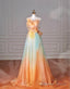 Beautiful Multicolor Strapless A Line Tulle Long Prom Dress Wedding Dress Birthday Dresses