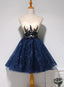 Beautiful Navy Blue Short Prom Dress, Sweetheart Homecoming Dresses