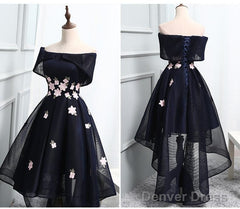 Beautiful Navy Bluehomecoming Dress, Chic Asymmetrical Short Prom Dress