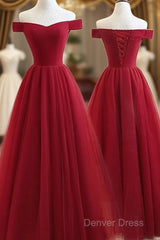 Beautiful Off Shoulder Long Formal Dresses, Beaded Party Dresses