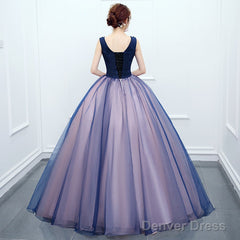 Beautiful Pink And Blue Organza Long Party Dress, Sweet 16 Gown