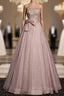 Beautiful Pink Tulle Sequins Strapless Pleats Beading Prom Dress Prom Ball Gowns Brithday Quinceanera Dresses