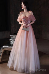 Beautiful Red Off The Shoulder Long Party Dress, A-Line Simple Prom Dress