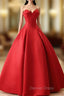 Beautiful Red Satin Prom Dresses A Line Sweetheart Ball Sleeveless Backless