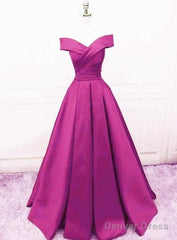 Beautiful Simple Off Shoulder Satin Sweetheart Party Dress, A-Line Prom Dress