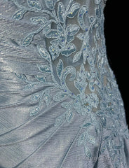 Beautiful Spaghetti Strap Mermaid Glitter Satin Long Prom Backless Applique Evening Gown Simple Wedding Dress