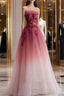 Beautiful Tulle Gradient with Beaded Long Prom Dress A Line Gradient Prom Dress shops