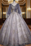 Beautiful Tulle V Neckline Long Prom Dress, Tulle Lace Applique Prom Dresses