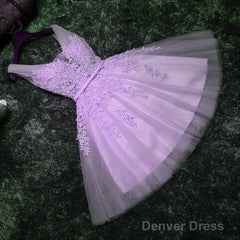 Beautiful V-Neckline Party Dress, Tulle Formal Dresses With Applique For Senior Prom Party