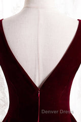 Beautiful Wine Red Simple Long A-Ine Wedding Party Dresses, Dark Red Prom Dresses