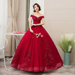 Beautiful Wine Red Sweetheart Long Party Dresses Prom Dress, Dark Red Sweet 16 Gown
