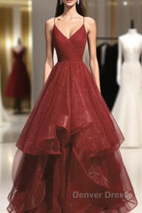 Beautiful Wine Red Velvet Straps V-Neckline Party Dresses Prom Dresses, Long Evening Dresses