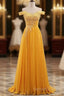 Beautiful Yellow Off Shoulder Long Prom Dress, Sweetheart Prom Dresses