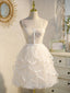 Beige Tulle Short Prom Dress, Mini Short Beige Homecoming Dresses
